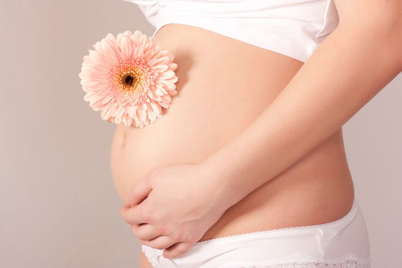 Los nutrientes clave para un primer trimestre saludable fotografía de mujer embarazada tres meses con flor sobre la barriga Bionatis